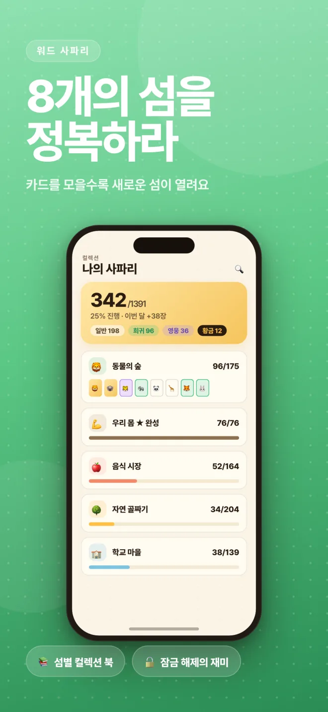섬 지도 — 단계별 진행 화면